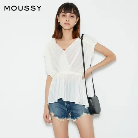 MOUSSY 轻薄微透视V领雪纺衬衫背心女010EA230-5340图片