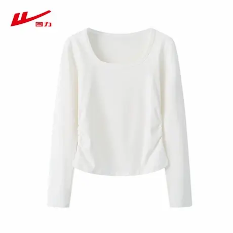 ZH回力方领长袖T恤女2025新款秋款百搭修身打底衫小个子上衣女商品大图