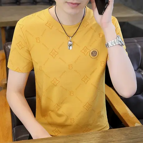 2025新款夏季圆领短袖男t恤时尚薄款休闲潮男半袖打底衫潮牌百搭商品大图