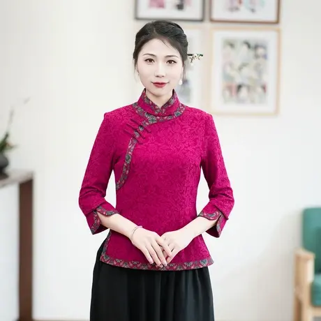 筠雅新中式国风唐装女装古韵国风外套上衣2025新款春秋茶艺24J065图片