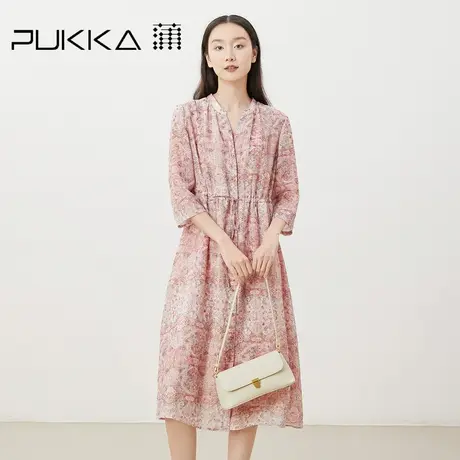 蒲PUKKA 原创女装夏季新品苎麻印花法式度假宽松舒适连衣裙商品大图