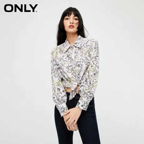 ONLY奥莱夏季设计感简约复古宽松满印翻领衬衫女图片