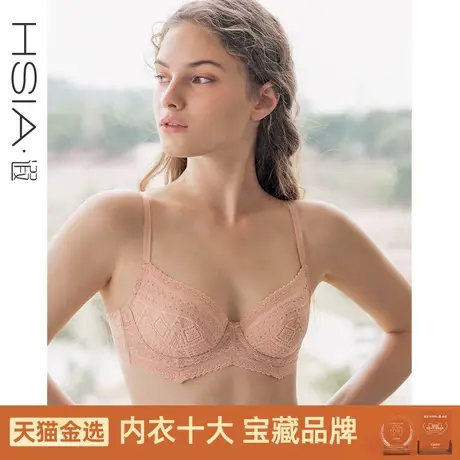 HSIA遐微聚拢内衣女3/4杯中小胸上托防下垂轻薄性感蕾丝文胸图片