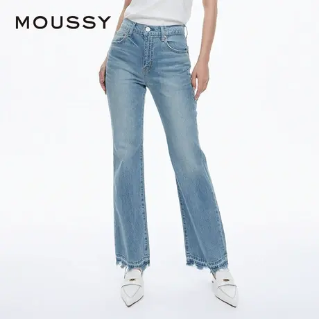 MOUSSY 夏季新品休闲通勤风磨损毛边直筒牛仔裤028HSA12-1231图片