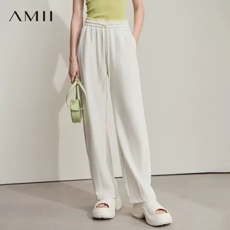 AMII【镰刀裤】25秋夏韩版慵懒休闲显瘦窄版休闲裤直筒镰刀裤女商品大图