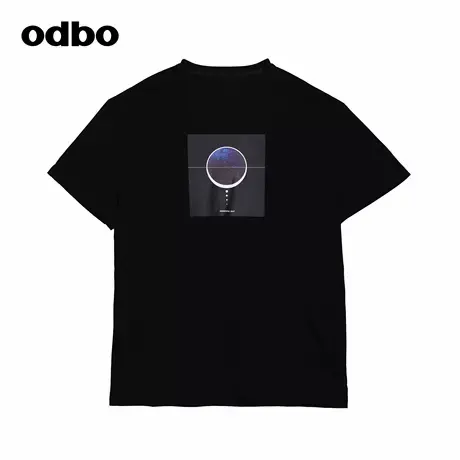 odbo/欧迪比欧品牌专柜男女同款设计感休闲上衣简约风印花短袖T恤图片