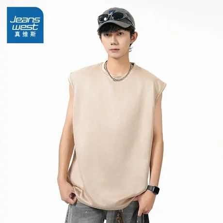 VF真维斯男装2025夏季新款 宽松百搭港风ins休闲运动无袖背心男商品大图