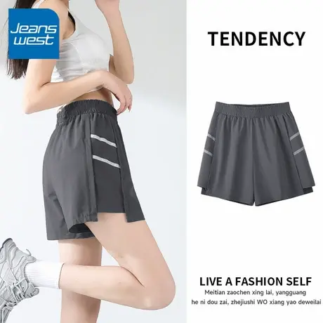 KV真维斯深灰色休闲裤女士夏百搭松紧瑜伽短裤2025新款爆款初中生图片