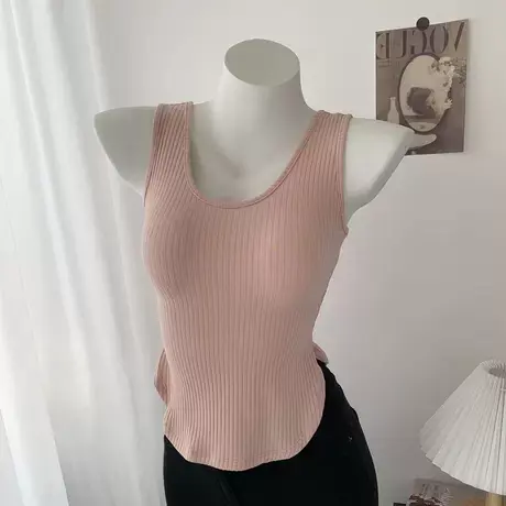 纯欲柔软亲肤性感显胸大弧形下摆吊带背心夏外穿上衣女商品大图