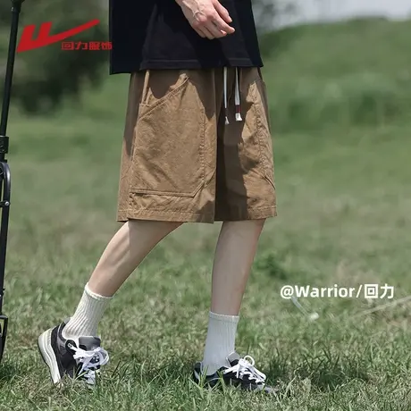 回力日系纯棉工装短裤男士夏季薄2025新款运动潮牌宽松休闲五分裤商品大图