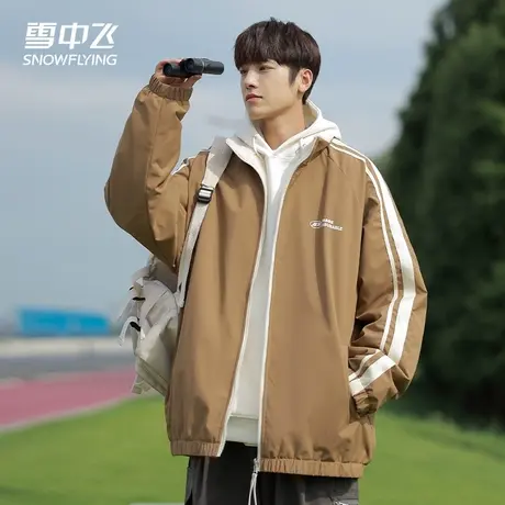 雪中飞羊羔绒夹克男士秋冬季新款加绒保暖双面穿立领短款宽松外套图片