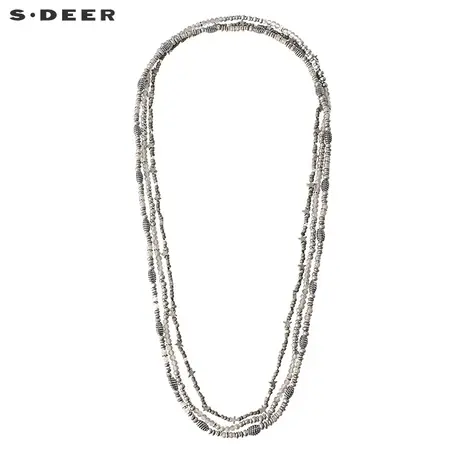 sdeer 圣迪奥女装2019春装内敛灰调玻璃珠串珠装饰项链S17384340图片