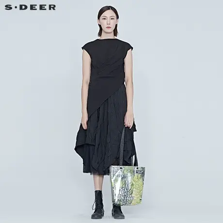 sdeer圣迪奥夏季女装通勤文艺字母印花大号手提单肩包S20263885图片