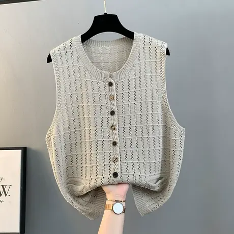 镂空薄2025春季新款韩系别致设计感叠穿针织马甲毛衣背心坎肩上衣图片