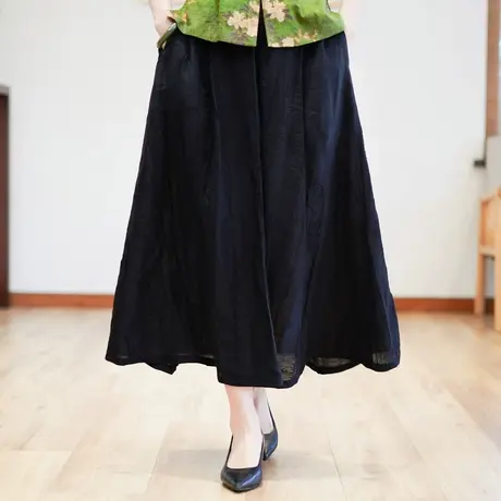 筠雅中国风黑色复古时尚半身裙夏日新中式日常穿搭裙子女24J169商品大图