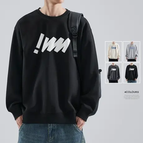 清仓特卖hansca重磅美式卫衣男士2024新款秋冬季圆领印花套头上衣商品大图