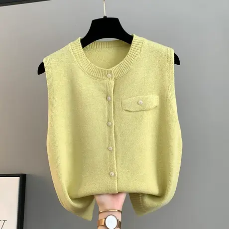 针织开衫马甲女2025秋季新款无袖毛衣背心宽松学院风叠穿坎肩上衣商品大图