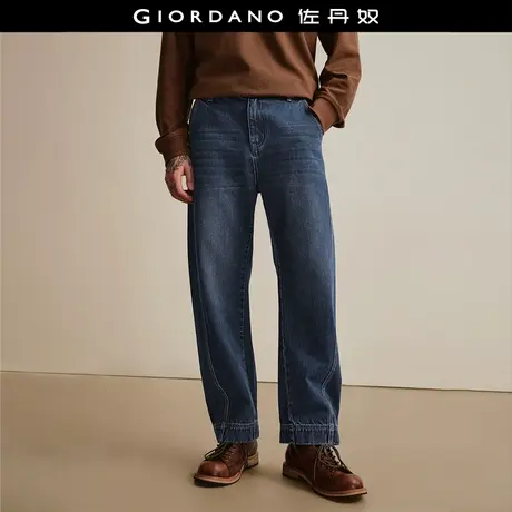 设计师款佐丹奴水波纹牛仔裤男新款复古水洗牛仔弯刀裤男18115803图片