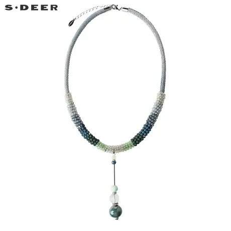 sdeer圣迪奥女2019春装清新色泽多色串珠布绳装饰项链S17384358图片