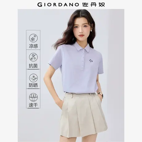 佐丹奴Polo女装黑科技凉感刺绣针织短袖POLO 05315383商品大图