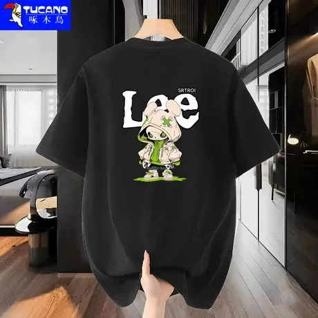 啄木鸟纯棉短袖T恤夏季男女同款美式痞帅休闲纯棉上衣潮牌打底衫图片