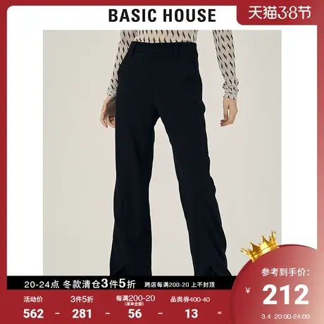 Basic House/百家好2021秋冬新款商场同款宽松微喇休闲裤HVPT729E图片