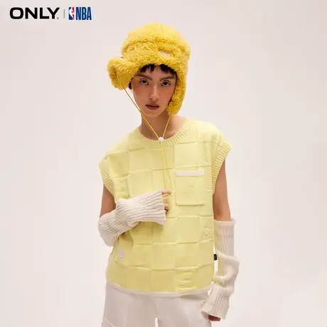 ONLY奥莱夏季NBA联名百搭格纹无袖撞色针织衫女商品大图
