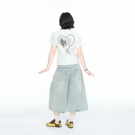 2025夏季新款印花短袖T恤女美式甜辣风短款修身正肩印花半袖上衣商品大图