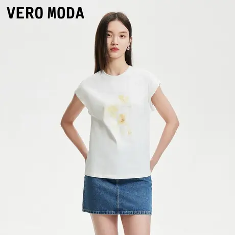 Vero Moda奥莱T恤女2025夏季新款胸前印花图案圆领无袖背心短袖图片