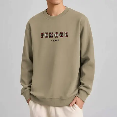 320g重磅卫衣男士秋冬季保暖加绒长袖t恤美式潮牌字母印花上衣服商品大图