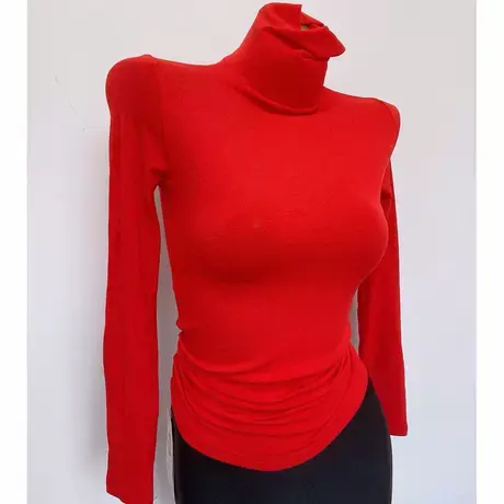 2021秋装气质高领紧身弹力显胸上衣女薄款贴身内搭打底衫显瘦T恤商品大图