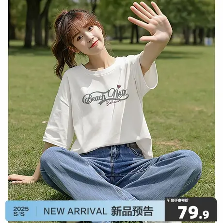 唐狮2025新款短袖T恤宽松休闲复古美式圆领纯棉潮流夏日OOTD穿搭商品大图