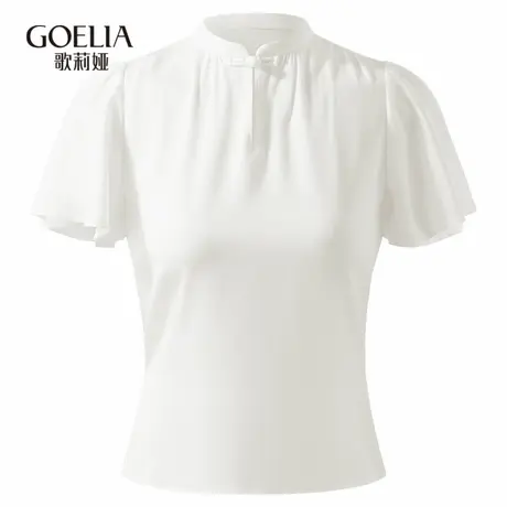 歌莉娅新中式童装t恤荷叶袖上衣夏季新款二醋酸国风短袖1C2R3I13C图片