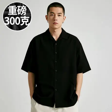 冰丝衬衫男短袖凉感加大加大码黑色高级休闲胖子衬衣垂感宽松上衣商品大图