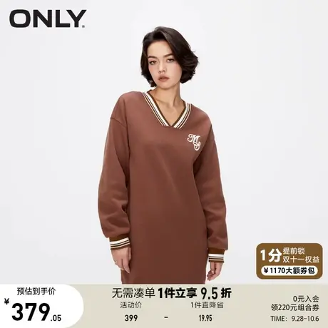 【买5免1】ONLY奥莱2023夏季新款时尚宽松显瘦休闲V领卫衣裙连衣商品大图