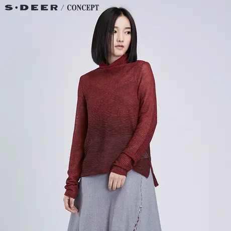 sdeer圣迪奥高领毛衣 素朴清透高领针织衫毛衣S16383504图片