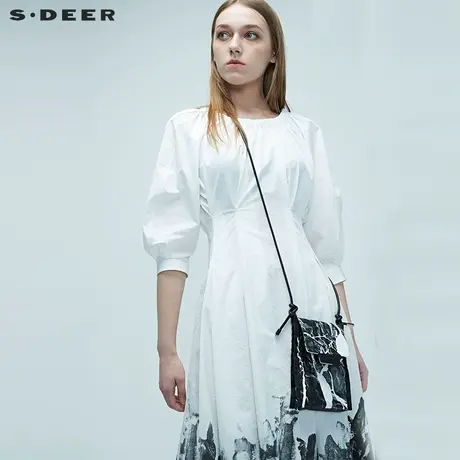 sdeer圣迪奥女装夏季休闲拼接印花方形斜挎包S20263879图片