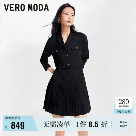 Vero Moda奥莱连衣裙套装春秋新款翻领短款外套吊带百褶裙子流行商品大图