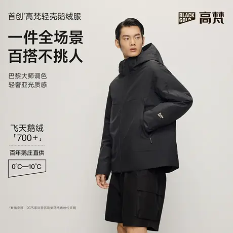 【高梵黑金鹅绒服】黑金5.0轻壳羽绒服男2025秋冬新款连帽外套商品大图