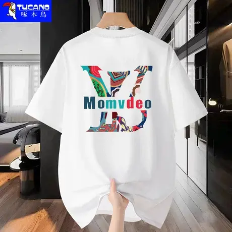 啄木鸟美式潮牌高端重磅纯棉男士短袖t恤夏季圆领宽松半袖上衣男图片