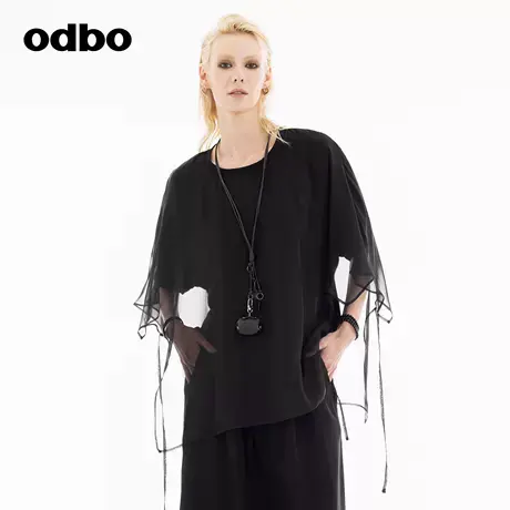 odbo/欧迪比欧时尚单品针织上衣女2024秋季新款T恤高级感初秋穿搭图片