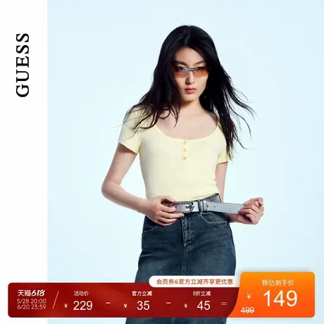 GUESS女士修身百搭多巴胺针织短袖T恤-Q4PI08K2Q40图片