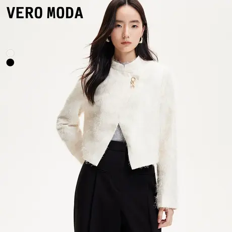 Vero Moda奥莱短外套女2025夏季新款新中式斜门襟亮丝气质优雅商品大图