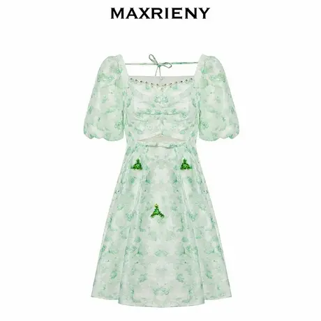 【奥莱】MAXRIENY田园风连衣裙夏季修身碎花裙子图片