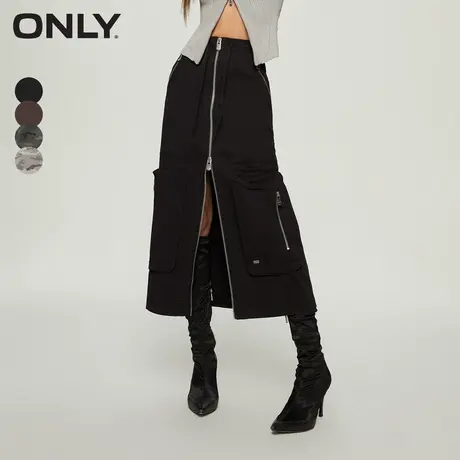 ONLY奥莱夏季时尚潮流休闲双拉链中长款半身裙女商品大图