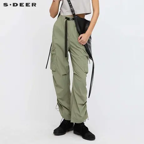 【好物体验专享】sdeer圣迪奥个性插袋降落伞工装长裤S25260809图片