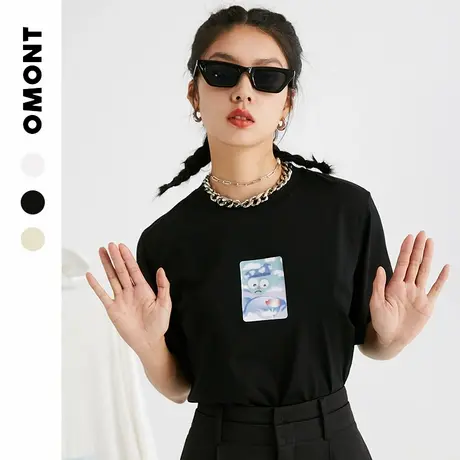 omont蛋挞家 复古宽松冰棉亲肤印花短袖T恤女圆领纯棉上衣春夏季商品大图