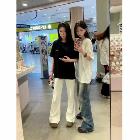 美式复古重磅纯棉短袖t恤女2025新款夏季oversize情侣装半袖上衣商品大图