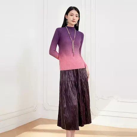 希区瑞普渐变法式女半高领新中式百搭显瘦毛衣针织衫商品大图