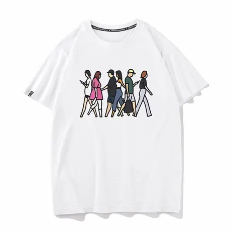 秀洛上班街头通勤艺术低头族半袖打底衫夏季纯棉短袖T恤男女衣服图片